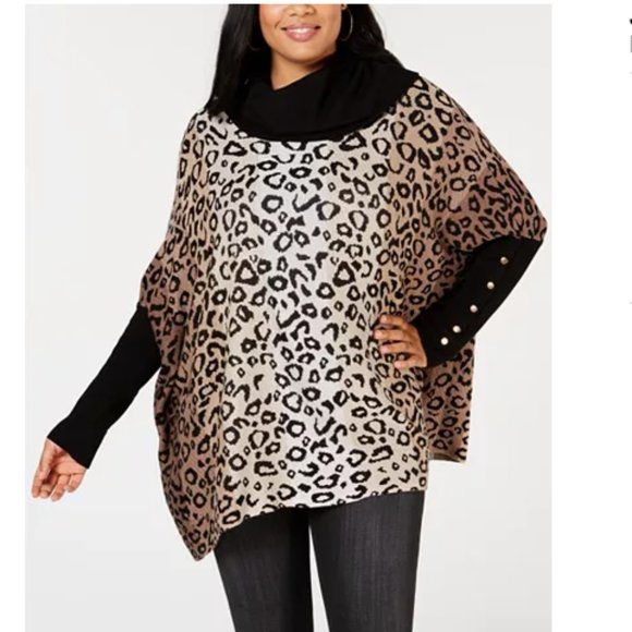 Joseph Sweaters - NWT Joseph A Ombré Cheetah Poncho Sweater Plus 1X